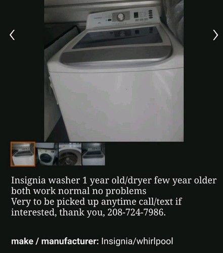 Washer and dryer set used - set, less